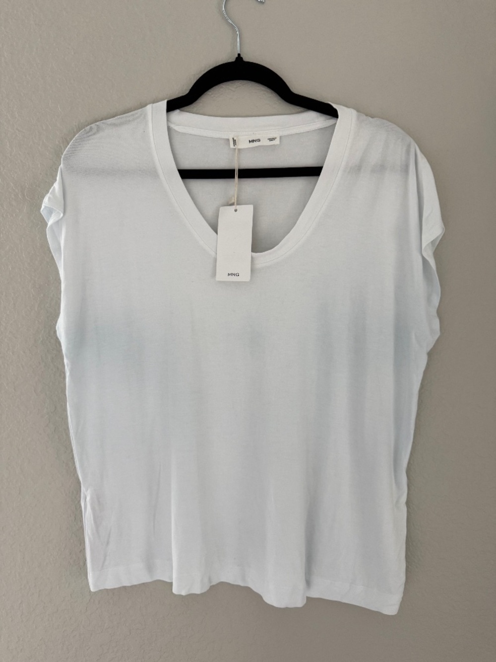 Mango White Scoop Neck Tee